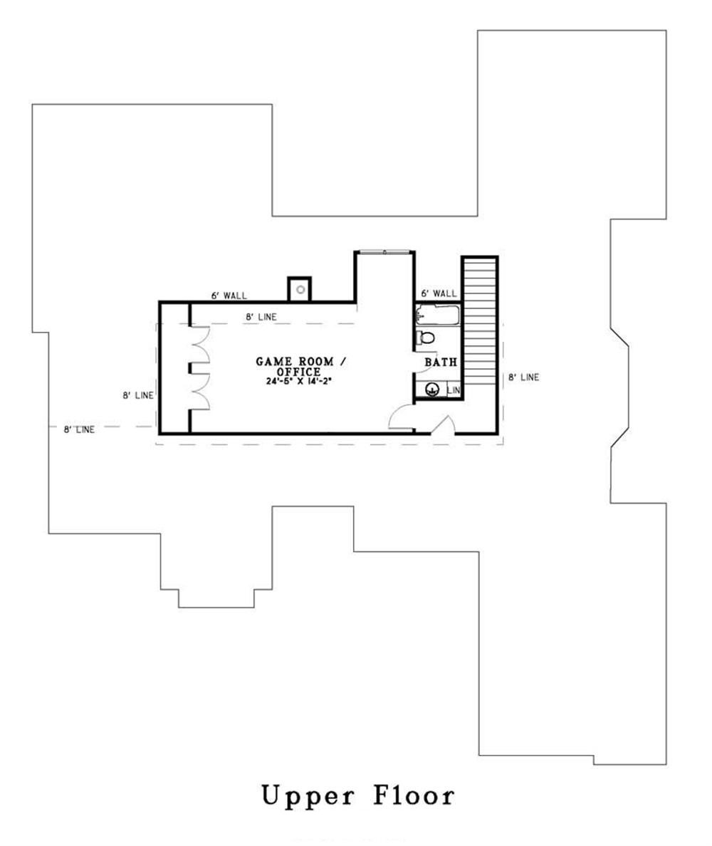 Floor Plan Second Story of Country Plan #153-1491